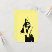 Qrコードファッショナブル黒踊りガールシルエット カード (正面/裏面インサイチュ)