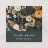 QRコードファッションデザイナの裁縫ボタン スクエア名刺 (正面)