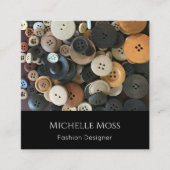 QRコードファッションデザイナシンプルー裁縫ボタン スクエア名刺 (正面)