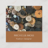 QRコードファッションデザイナ裁縫ボタンテラコッタ スクエア名刺 (正面)