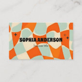 QRコードファンキー付きレトロ波状パターン 名刺 (正面)