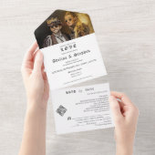 QRコードファンシーを愛するゴシックノ結婚ー オールインワン招待状 (貼ってはがせる)