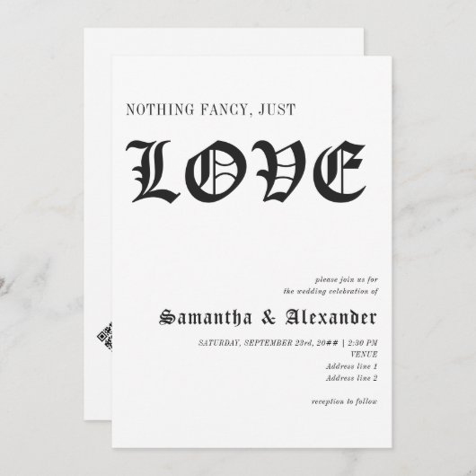 QRコードファンシーを愛するゴシックノ結婚ー 招待状 (正面/裏面)