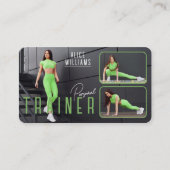 QRコードフィットネスグリーングレーパーソナルトレーナー写真 名刺 (正面)