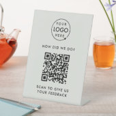 QRコードフィードバック |ビジネス向け顧客評価グレー 台座サイン (インサイチュ)