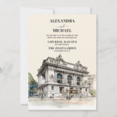 QRコードフォトウォーターカラーニューヨーク行き先 招待状 (正面)