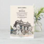 QRコードフォトウォーターカラーニューヨーク行き先 招待状 (スタンド正面)