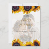 QRコードフォトオーバーレイひまわり結婚すべて 招待状 (正面)