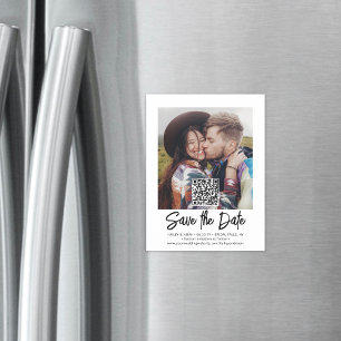 QRコードフォトオーバーレイモダンウェディング日付の保存 マグネット招待状
