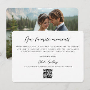 QRコードフォトギャラリーモダンスクリプ結婚ト サンキューカード