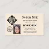 QRコードフォトシンプルロゴに電話する 名刺 (裏面)