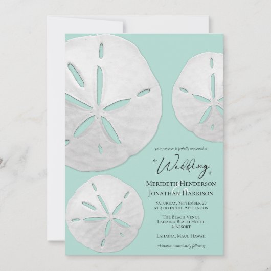 QRコードフォトシーガラス砂ドルビーチ 招待状 (正面)