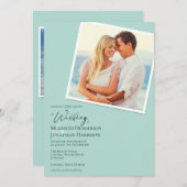 QRコードフォトビーチシーガラスシンプルエレガント 招待状 (正面/裏面)