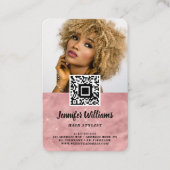 QRコードフォトピンクモダンロイヤリティテンプレート 名刺 (正面)