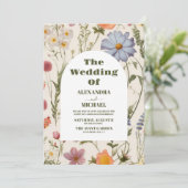QRコードフォトボホワイルドフラワーボタニカル結婚ズ 招待状 (スタンド正面)