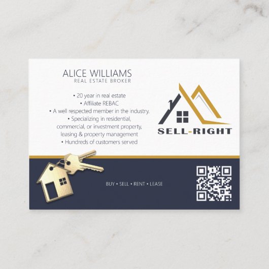 QRコードフォトモダンプロフェッショナル不動産仲介業者ブローカー 名刺 (裏面)