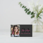 QRコードフォト爪、 ネイルスペシャリストモダンタイポグラフィ 名刺 (スタンド正面)