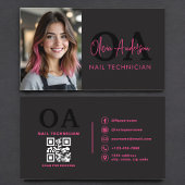 QRコードフォト爪、 ネイルスペシャリストモダンタイポグラフィ 名刺