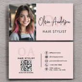 QRコードフォト美容師モノグラムタイポグラフィ 名刺