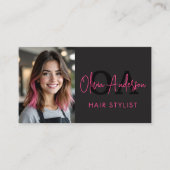 QRコードフォト美容師モノグラムタイポグラフィ 名刺 (正面)