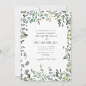 QRコードフォーマルセージ緑ユーカリ水色 招待状 (正面)