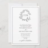 QRコードフォーマル白黒リーピークレストモノグラム 招待状 (正面)