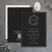 QRコードフォーマル白黒リーピークレストモノグラム 招待状