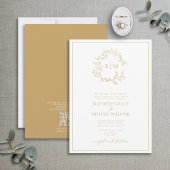 QRコードフォーマル金ゴールドリービクレストモノグラム 招待状