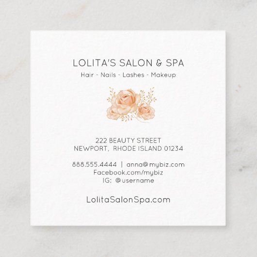 *~* QRコードフローラスパ美しいサロン女性Glam AP5 スクエア名刺 (裏面)