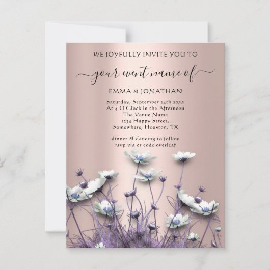 QRコードフローラ牧草地ワイルドフラワーパープルバラ (正面)