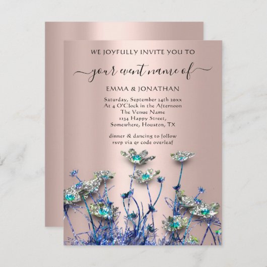 QRコードフローラ牧草地ワイルドフラワーブルーバラ (正面/裏面)