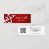 QRコードフローラ赤白さくらんぼ花 スキニー名刺 (正面/裏面)