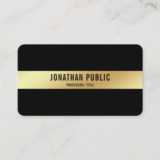 QRコードブラックと金ゴールドエレガントテンプレート 名刺 (正面)