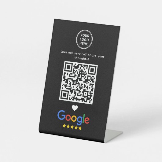 QRコードブラックを使用したGoogleモダンレビューお洒落 台座サイン (正面)