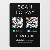 QRコードブラックを支払うために現金アプリVenmoスキャンありがとう ウィンドウサイン (シート)