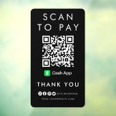 QRコードブラックを支払うCashAppスキャンに感謝モダン ウィンドウサイン (シート3)