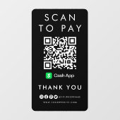 QRコードブラックを支払うCashAppスキャンに感謝モダン ウィンドウサイン (シート)