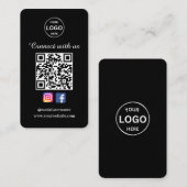 QRコードブラックビジネスカードソーシャルメディア 名刺 (正面/裏面)