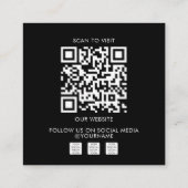 QRコードブラックビジネスモダンロゴソーシャルメディア スクエア名刺 (裏面)
