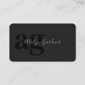 QRコードブラックピンクモノグラムスクリプトソーシャルメディア 名刺 (正面)