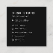 QRコードブラックミニマルモダンリストソーシャルメディアのアイコン スクエア名刺 (裏面)