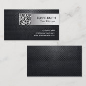 QRコードブラックメタルシルバーストライプのプロフェッショナル 名刺 (正面/裏面)