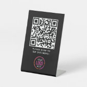 QRコードブラックメニューロゴ非接触モダンカフェPe 台座サイン (正面)