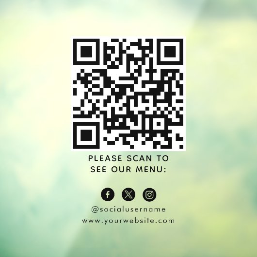 QRコードブラックメニューロゴ非接触型モダンカフェ ウィンドウサイン (シート3)