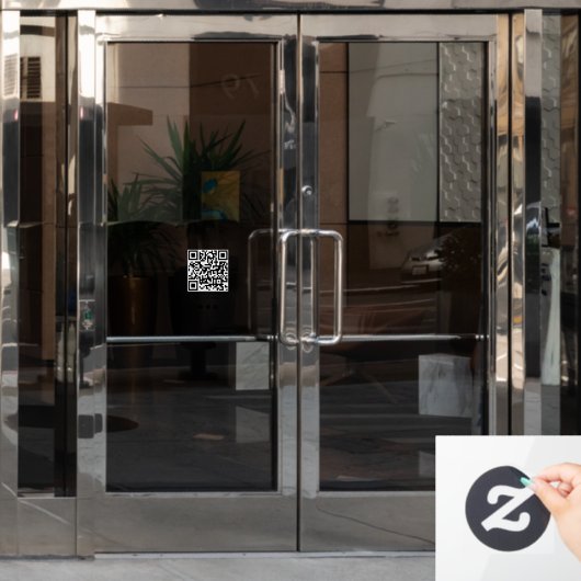 QRコードブラックメニューロゴ非接触型モダンカフェ ウィンドウサイン (オフィスドア)