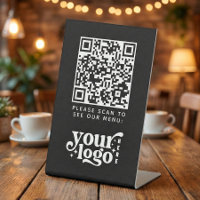 QRコードブラックメニューロゴ非接触型モダンカフェ