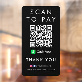 QRコードブラックモダンを支払うCashAppスキャンに感謝 ウィンドウサイン