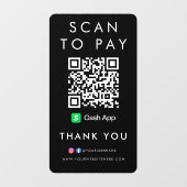 QRコードブラックモダンを支払うCashAppスキャンに感謝 ウィンドウサイン (シート)