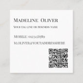 QRコードブラックロゴシンプル白 スクエア名刺 (裏面)