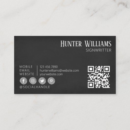 QRコードブラックヴィンテージサイネライタシンボルや象徴&ディスプレイ 名刺 (裏面)